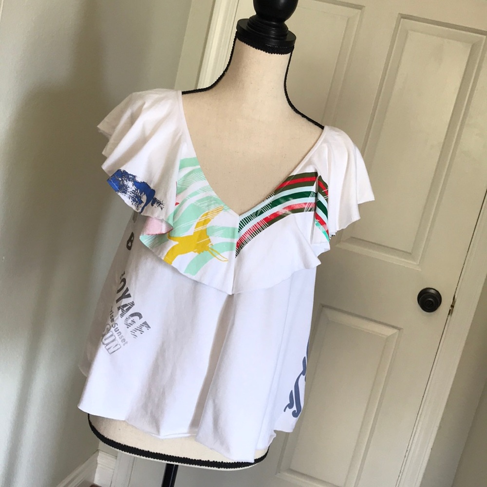 V- neck Retro Ruffled top